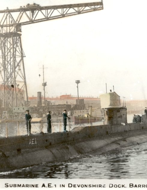 HMAS AE1 in Devonshire Dock, Barrow in Furness, February 1914