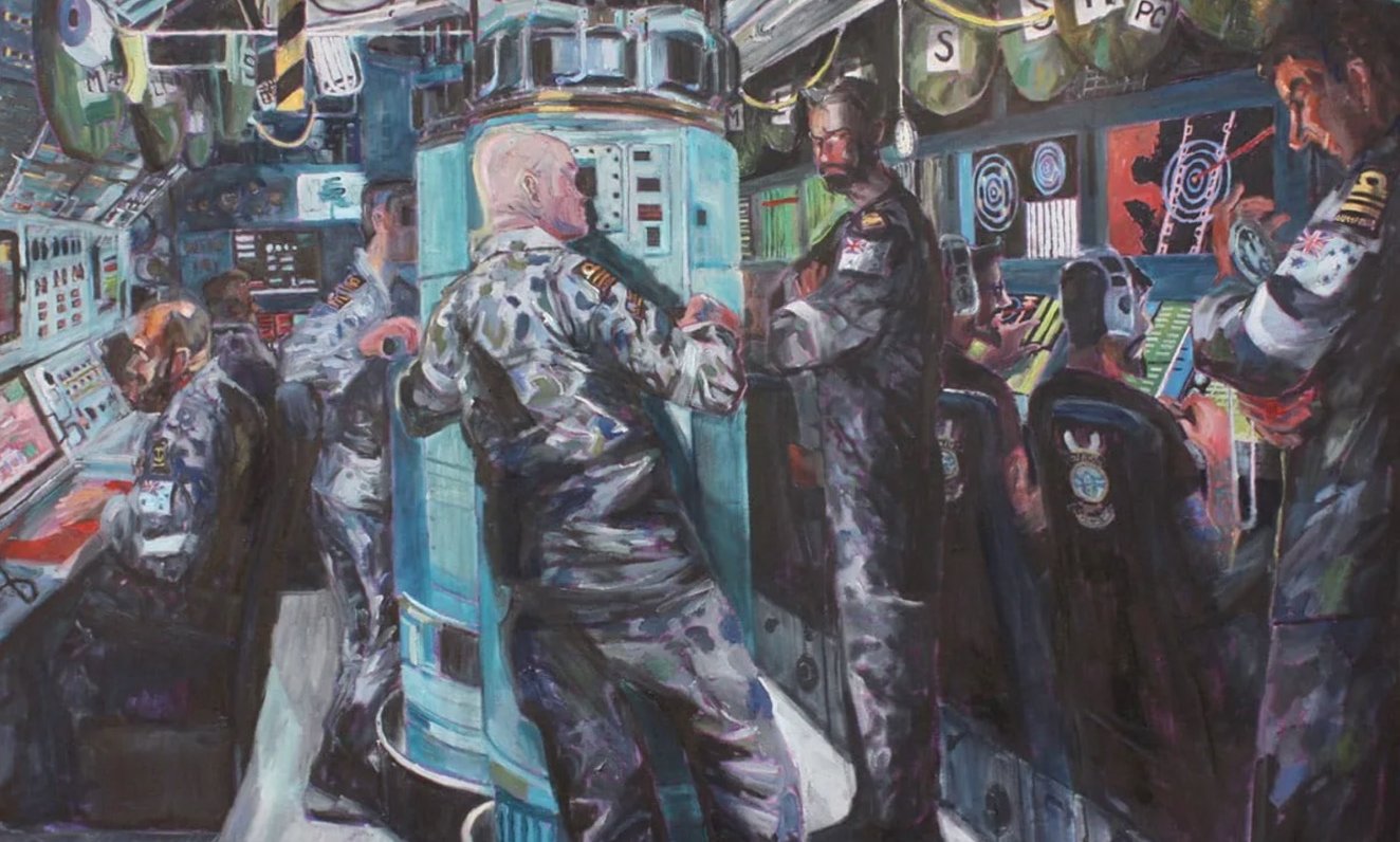 Commander Doug Theobald, Commanding Officer HMAS Rankin - painting by Bob McRae